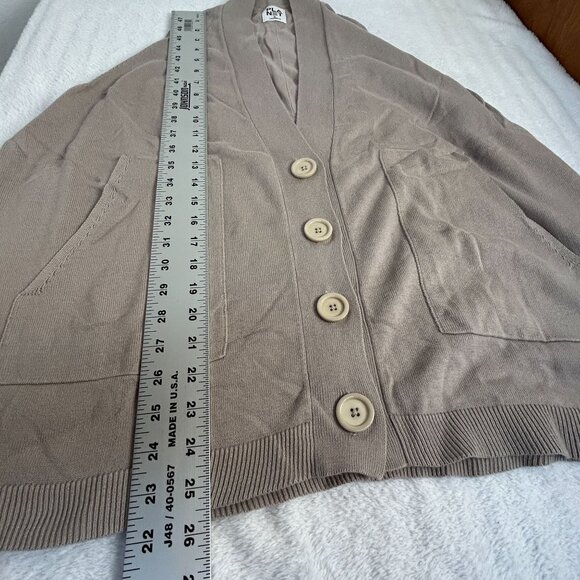 Planet by Lauren G Womens Oversized Button-Front Vest Tan One Size Lightweight - Picture 9 of 9